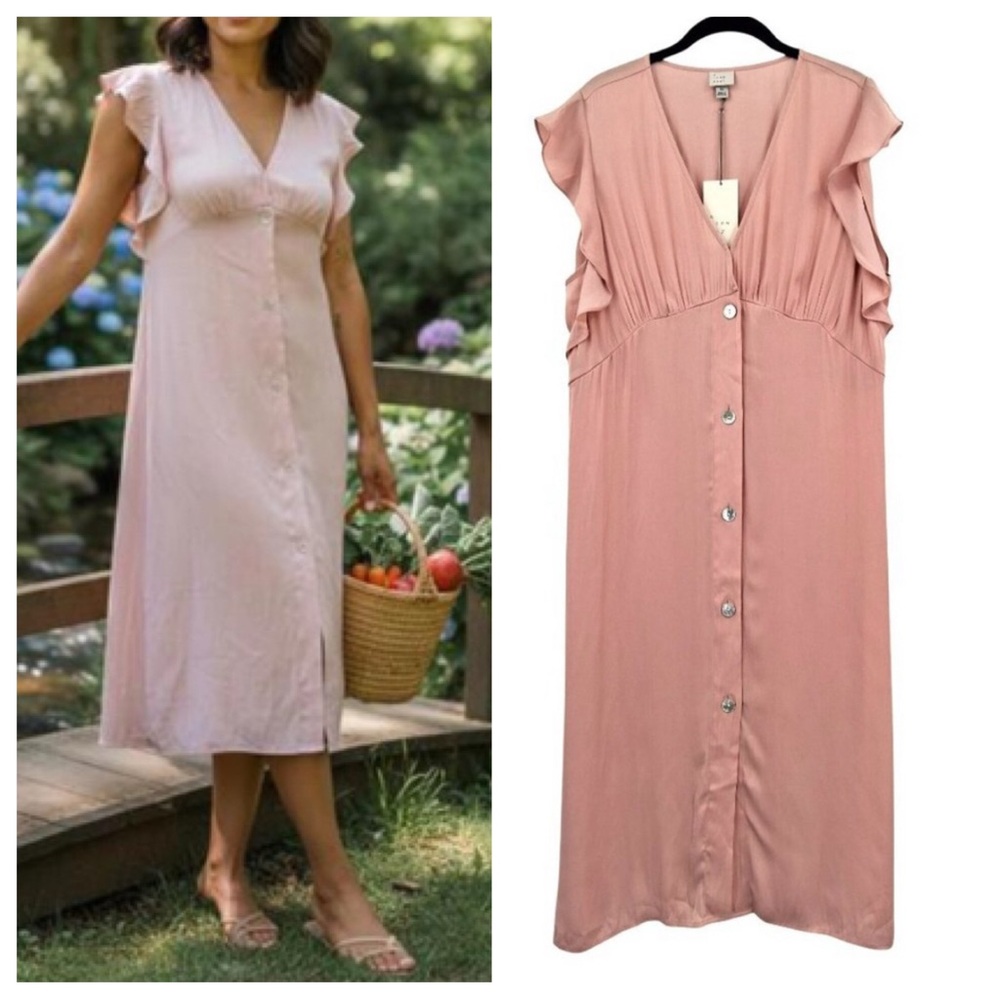A New Day Pink Midi Dress Size XL NWT